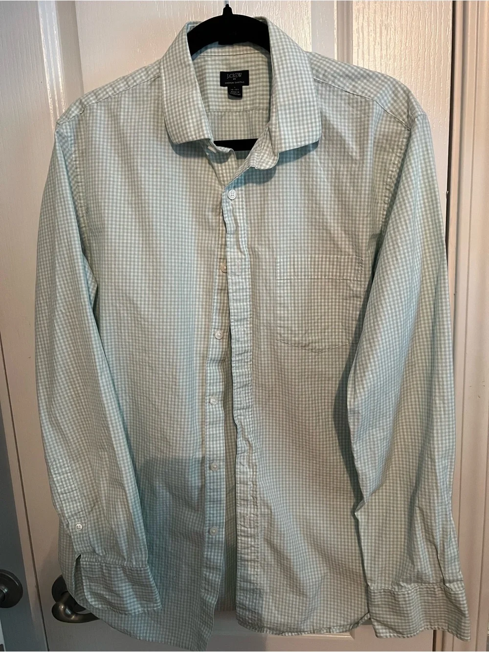 J. Crew Lady’s Mint Green Small Check Cotton Shirt